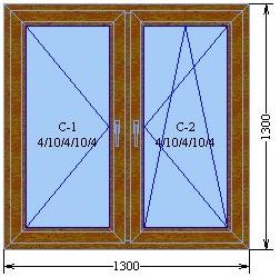 Окно с двумя створками  серии «Элит»